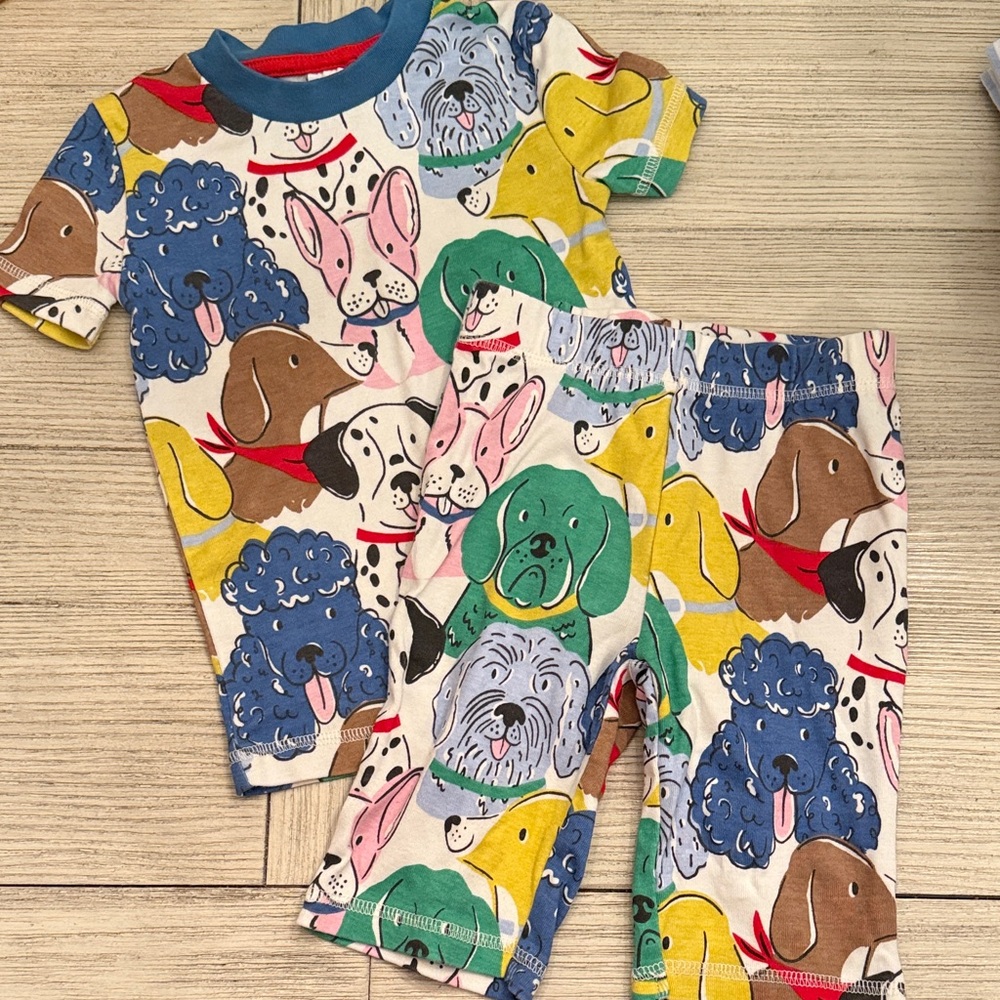 Mini Boden Multicolor Dog Print Kids Pajama Set